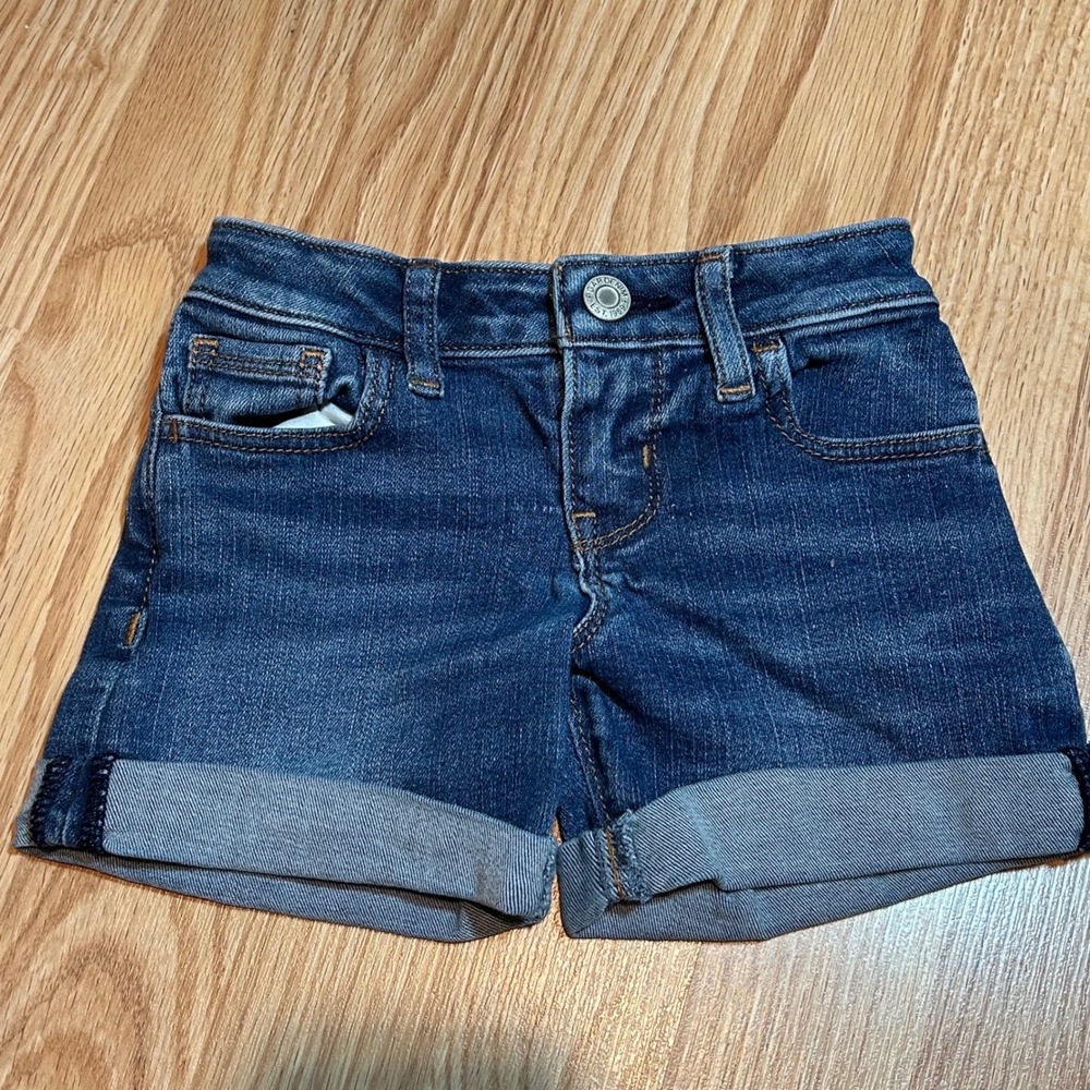 GAP Kids Slim Midi Denim Shorts Size 5 Dark Wash‎ Cuffed Hem